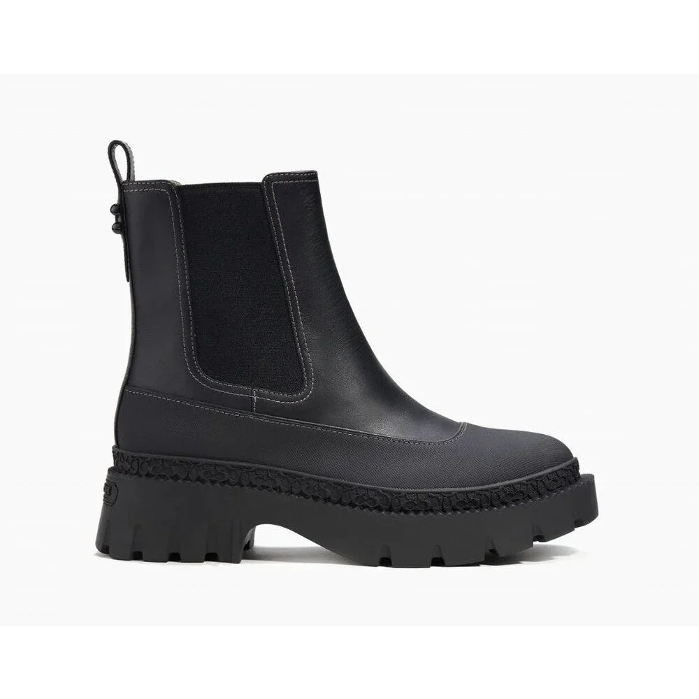NEW Coach Jayla Chelsea Leather Ankle Platform Boots Women's US 6.5 $275 [jb]